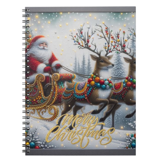 Cuaderno Santa y reno de Navidad clásica/vintage (Frente)