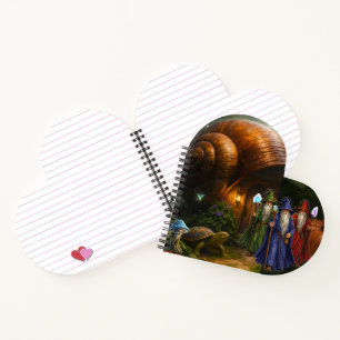 Cuaderno santuario de caracol de mago corazón en forma de e