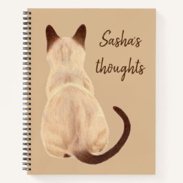 Cuaderno Sasha Siamese Cat Sitting Back View Kitty Personal