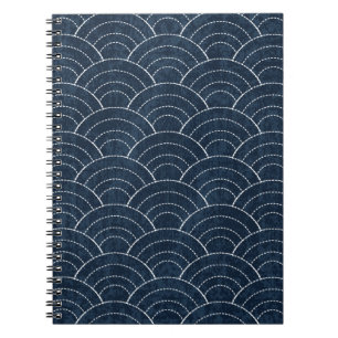 Cuaderno Sashiko indigo tinte indigo sin fisuras con tradic