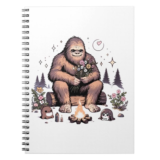 Cuaderno Sasquatch sosteniendo flores (Frente)