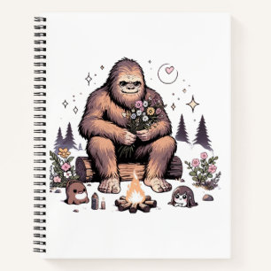 Cuaderno Sasquatch sosteniendo flores