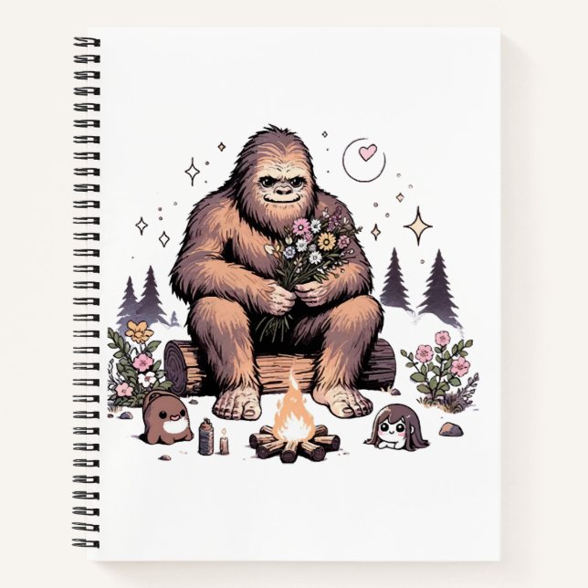 Cuaderno Sasquatch sosteniendo flores (Anverso)
