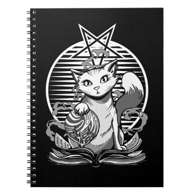 Cuaderno Satan Cat Fortune Teller Witchy Gótico Kitten (Frente)