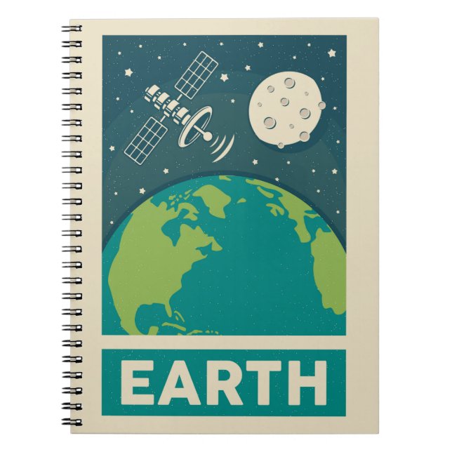 Cuaderno Satélite de galaxia retro de la Tierra (Frente)