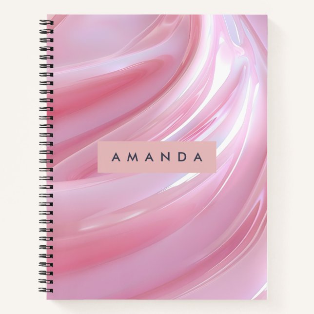 Cuaderno Satin Swirl Personalizado de Rosa Suave Perlescent (Anverso)