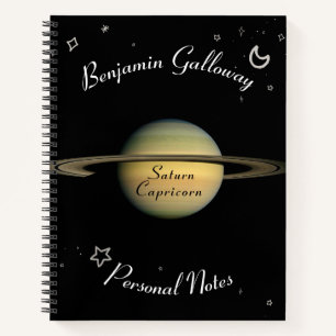 Cuaderno Saturn Capricorn Monograma Sistema Solar Cósmico