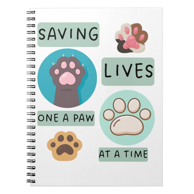 Cuaderno Saving Lives One Paw At A Time – Vet Animal Design (Frente)