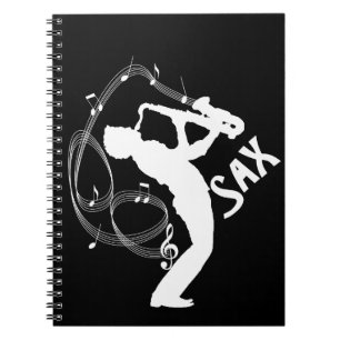 Cuaderno Saxofón Player Musical Notes Jazz Music