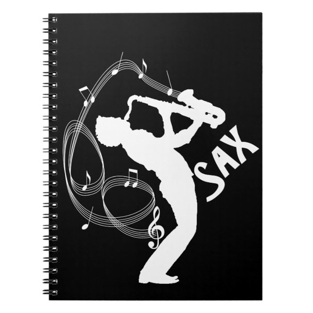 Cuaderno Saxofón Player Musical Notes Jazz Music (Frente)
