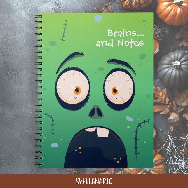 Cuaderno Scared Green Zombie Halloween Spiral Notebook (Subido por el creador)