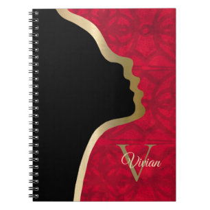 Cuaderno Scarlet Red Black And Gold Face Name
