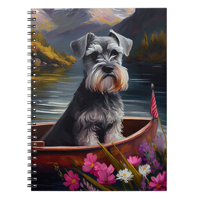 Cuaderno Schnauzer sobre un remo: una aventura escénica (Frente)