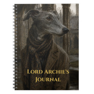 Cuaderno Scholarly Greyhound Dog in Coat Vintage Oil Painti