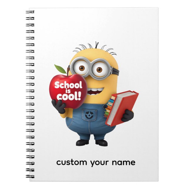 Cuaderno School is Cool | Minion with Apple Custom Name  (Frente)