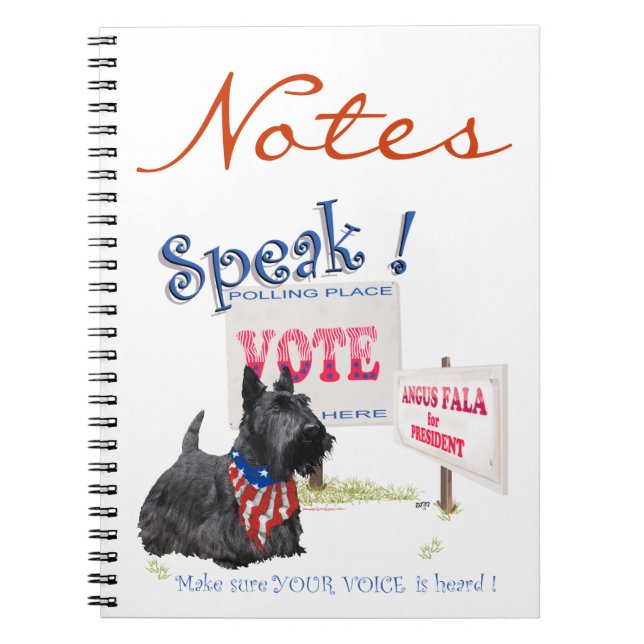 Cuaderno Scottie Angus Fala para presidente (Frente)