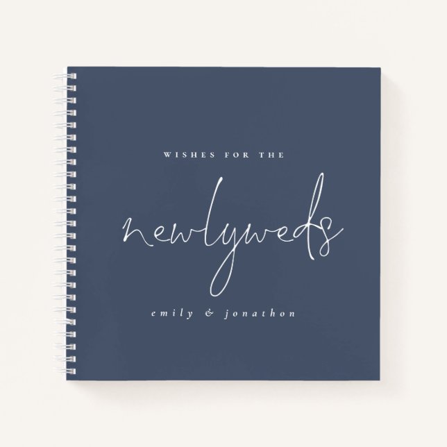 Cuaderno Script Dusty Blue Newlyweds Boda invitado (Anverso)