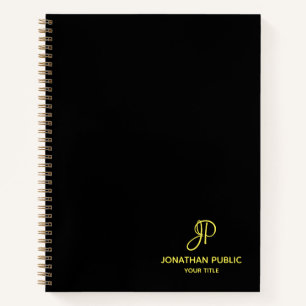Cuaderno Script Gold Monograma Inicial Profesional