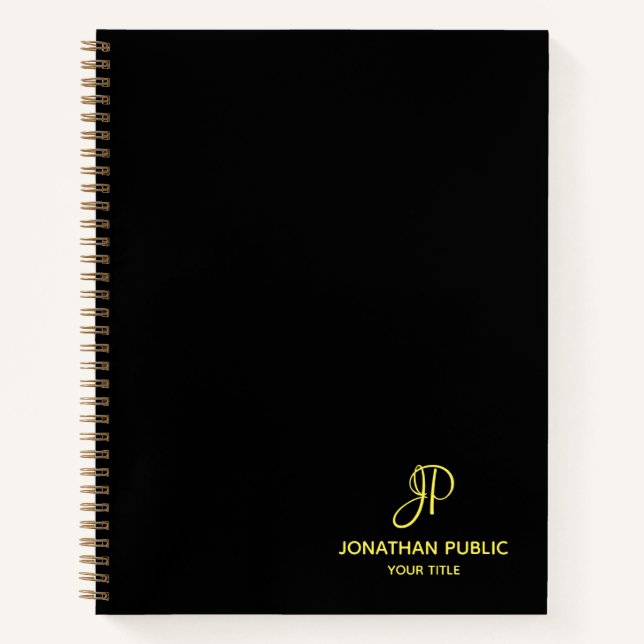 Cuaderno Script Gold Monograma Inicial Profesional (Anverso)