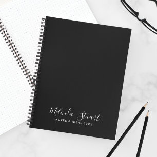Cuaderno Script profesional moderno negro y blanco