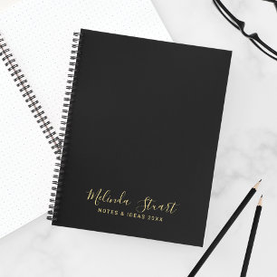 Cuaderno Script profesional moderno negro y oro
