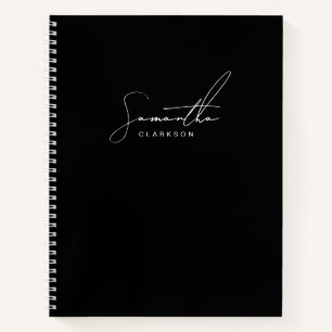 Cuaderno Script simple manuscrito blanco y negro personal