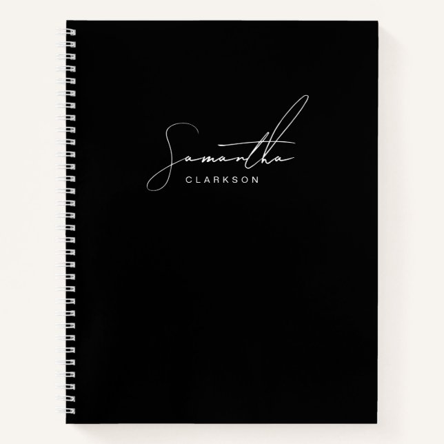Cuaderno Script simple manuscrito blanco y negro personal (Anverso)