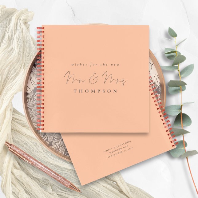 Cuaderno Script Sr. Mrs Boda Peach Guest Book (Front and back view)