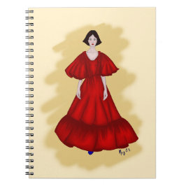 Cuaderno Sculptural Red Gown with Minimalist Mood