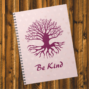 Cuaderno Sé amable - Árbol de vida en Borgoña en corazones