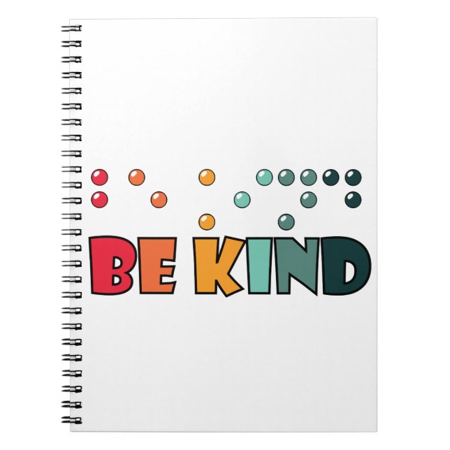 Cuaderno Sé amable de la alfabetización en Braille (Frente)