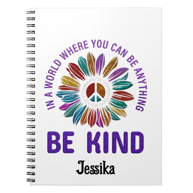 Cuaderno Sé amable Hippie Boho Personalizado  (Frente)