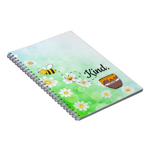 Cuaderno Sé amable   Texto floral blanco y verde Hermoso