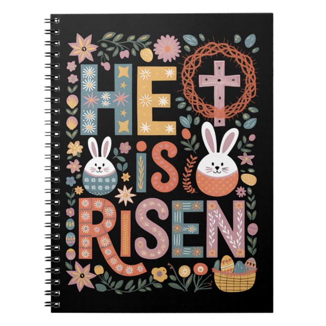 Cuaderno Se eleva Jesús Floral Cute Conejo Conejo de Pascua (Frente)