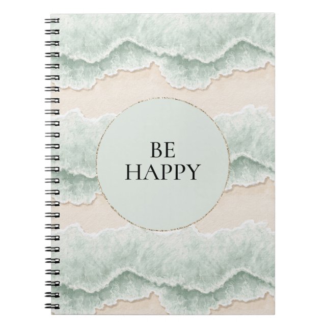 Cuaderno Sé Feliz Círculo de Menta Playa Olas de Aqua (Frente)