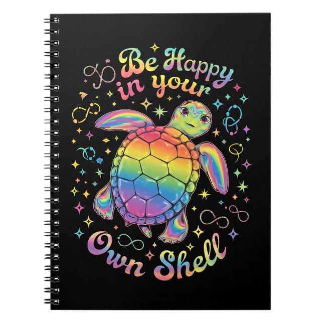 Cuaderno Sé Feliz En Tu Propio Caparazón Tortuga Arcoíris A (Frente)