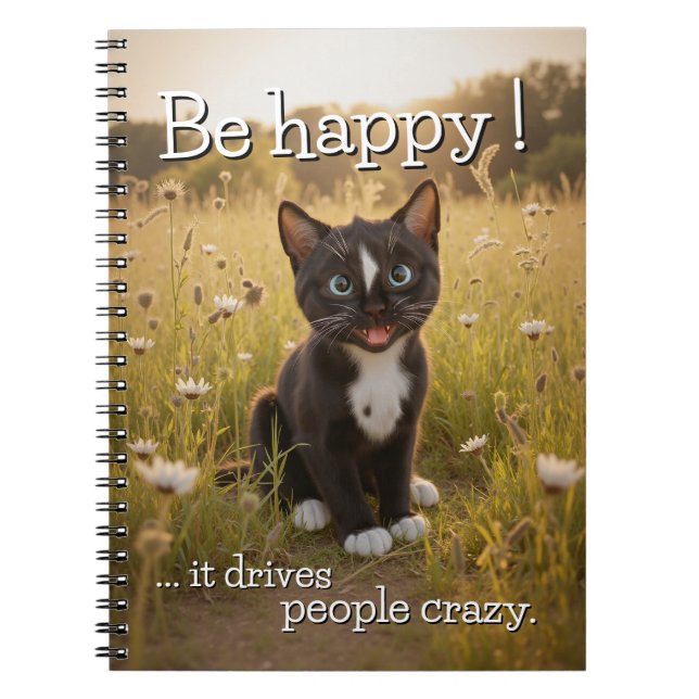 Cuaderno Sé feliz - Impulsa a la gente Loca - Gato (Frente)