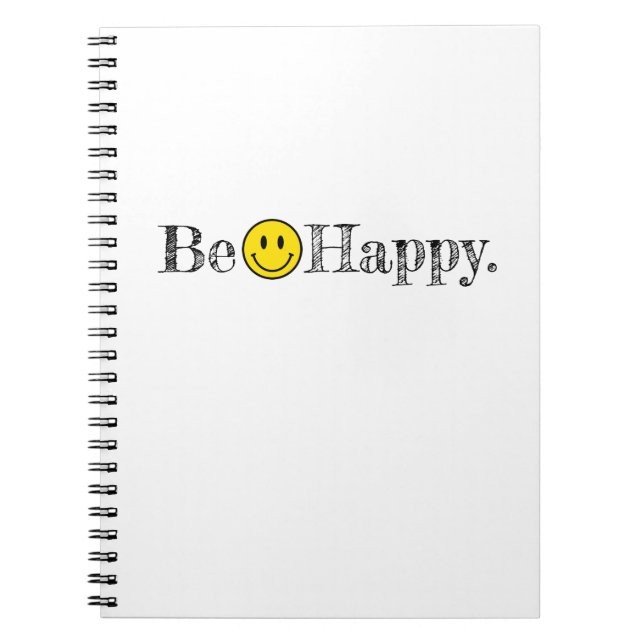 Cuaderno Sé feliz tipografía sonrisa Emoji facial (Frente)