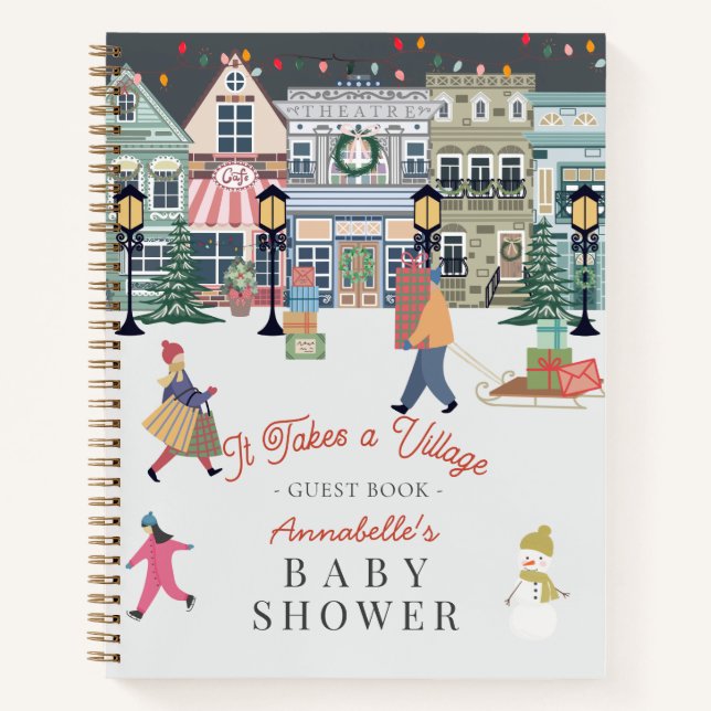 Cuaderno Se Necesita Un Baby Shower De Village Holiday Town (Anverso)