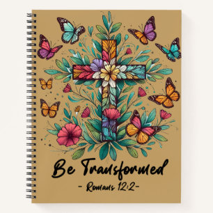 Cuaderno Sé Transformado Cristiano Romanos 12:2 Floral