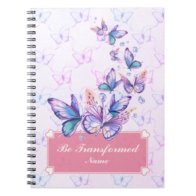 Cuaderno Sé Transformado, Mariposa Morada y Lavanda Espiral (Frente)