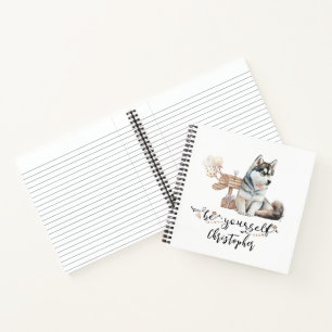 Cuaderno Sé tú mismo un Husky Puppy personalizado