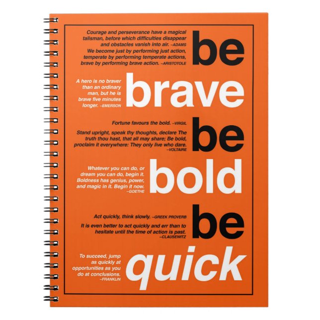 Cuaderno Sé valiente. Sé valiente. Sé Rápido. Citas motivac (Frente)