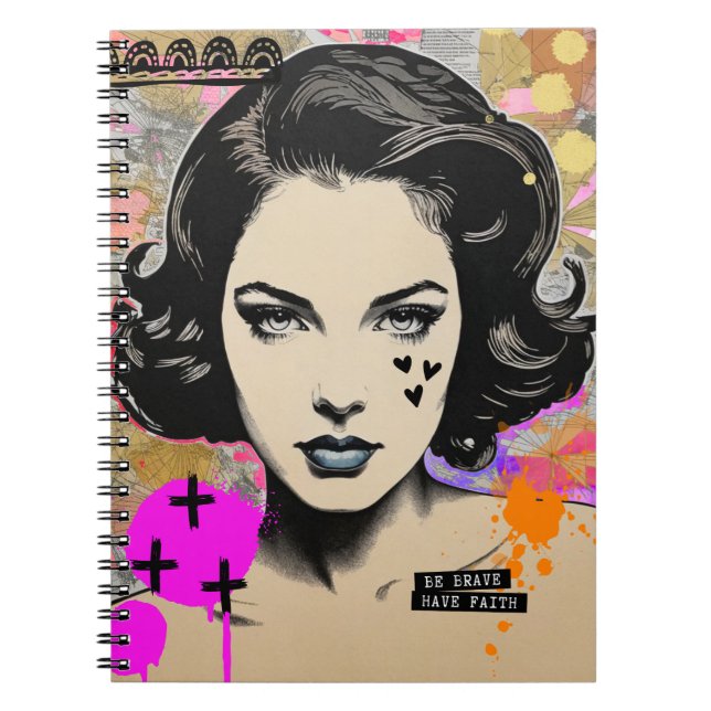 Cuaderno Sé valiente y ten fe | Diario de bloc de notas ded (Frente)