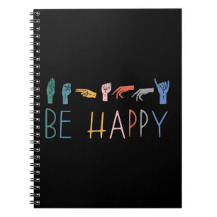 Cuaderno Sea feliz, el lenguaje de Rótulo ASL de color