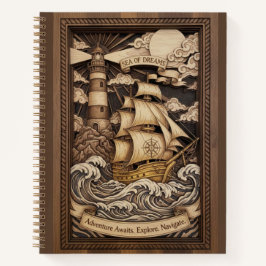 Cuaderno Sea of Dreams 3D Wood Carved Nautical Journal