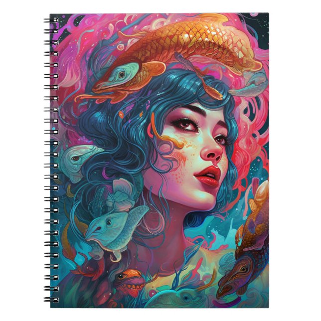 Cuaderno Sea Serpent Hair Lady Fantasy Art (Frente)