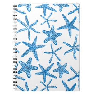 Cuaderno Sea stars in blue