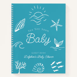 Cuaderno Sea You Soon Baby Shower Blue Guest Book