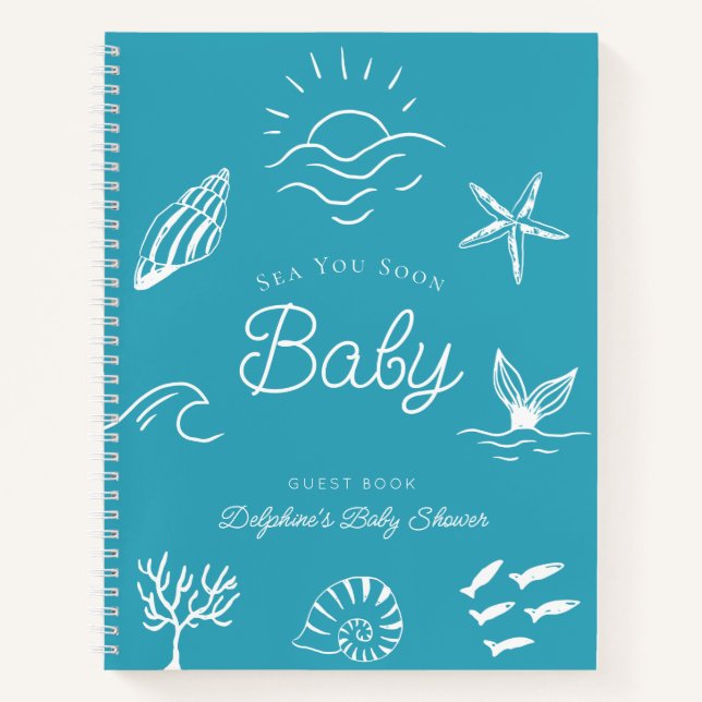 Cuaderno Sea You Soon Baby Shower Blue Guest Book (Anverso)